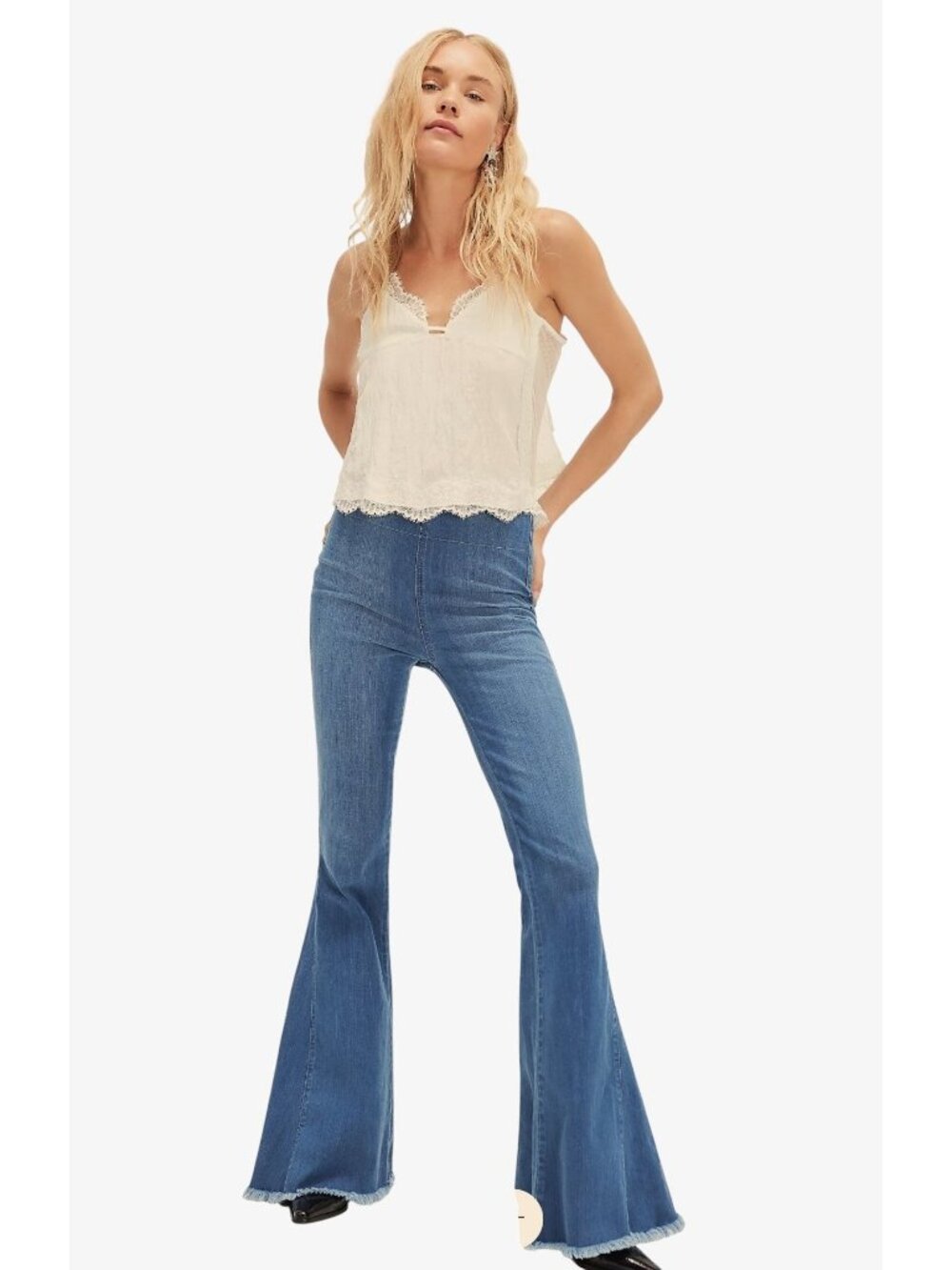 Show Me Your Mumu Berkeley Bell Jeans Med Wash Rainstorm Ultra Flares 26